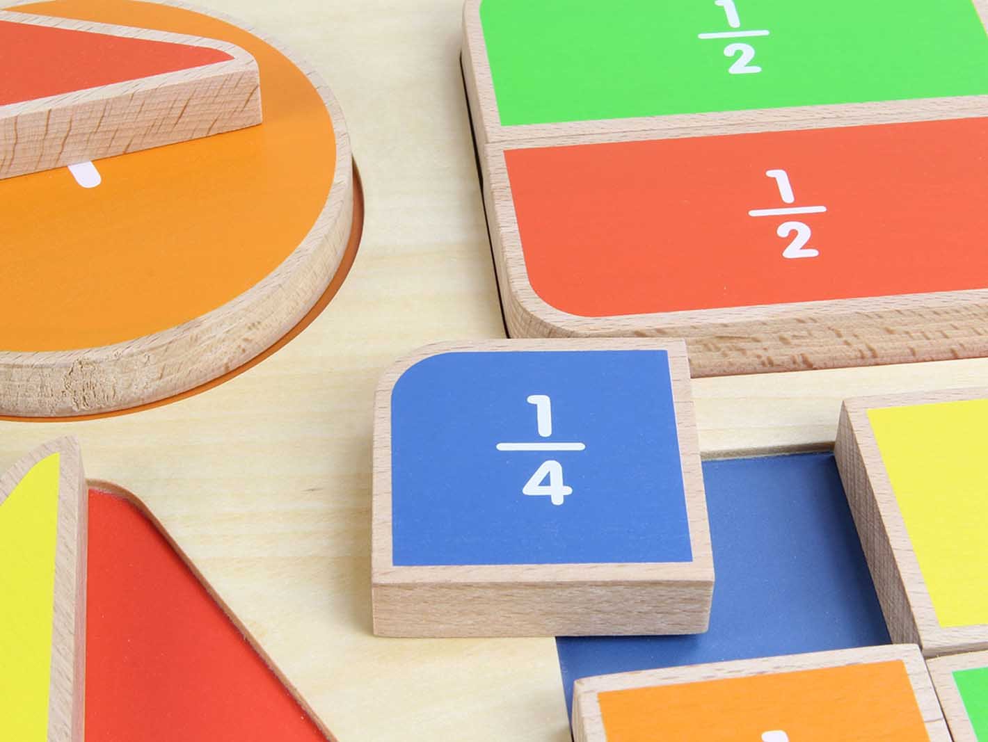 Puzzle Fractiile (forme geometrice), din lemn, +2 ani, Masterkidz