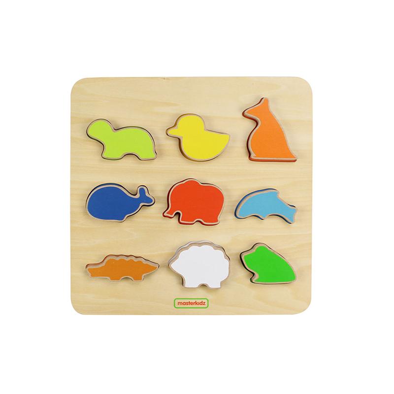 Puzzle sortator de forme (animale), din lemn, +2 ani, Masterkidz