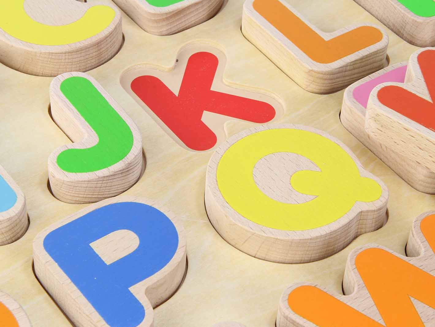Puzzle 3D alfabet litere mari, din lemn, +3 ani, Masterkidz
