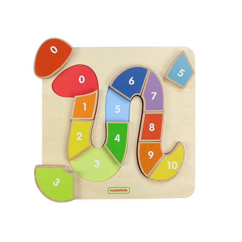 Puzzle Sarpe colorat cu numere 1-10, din lemn, +2 ani, Masterkidz