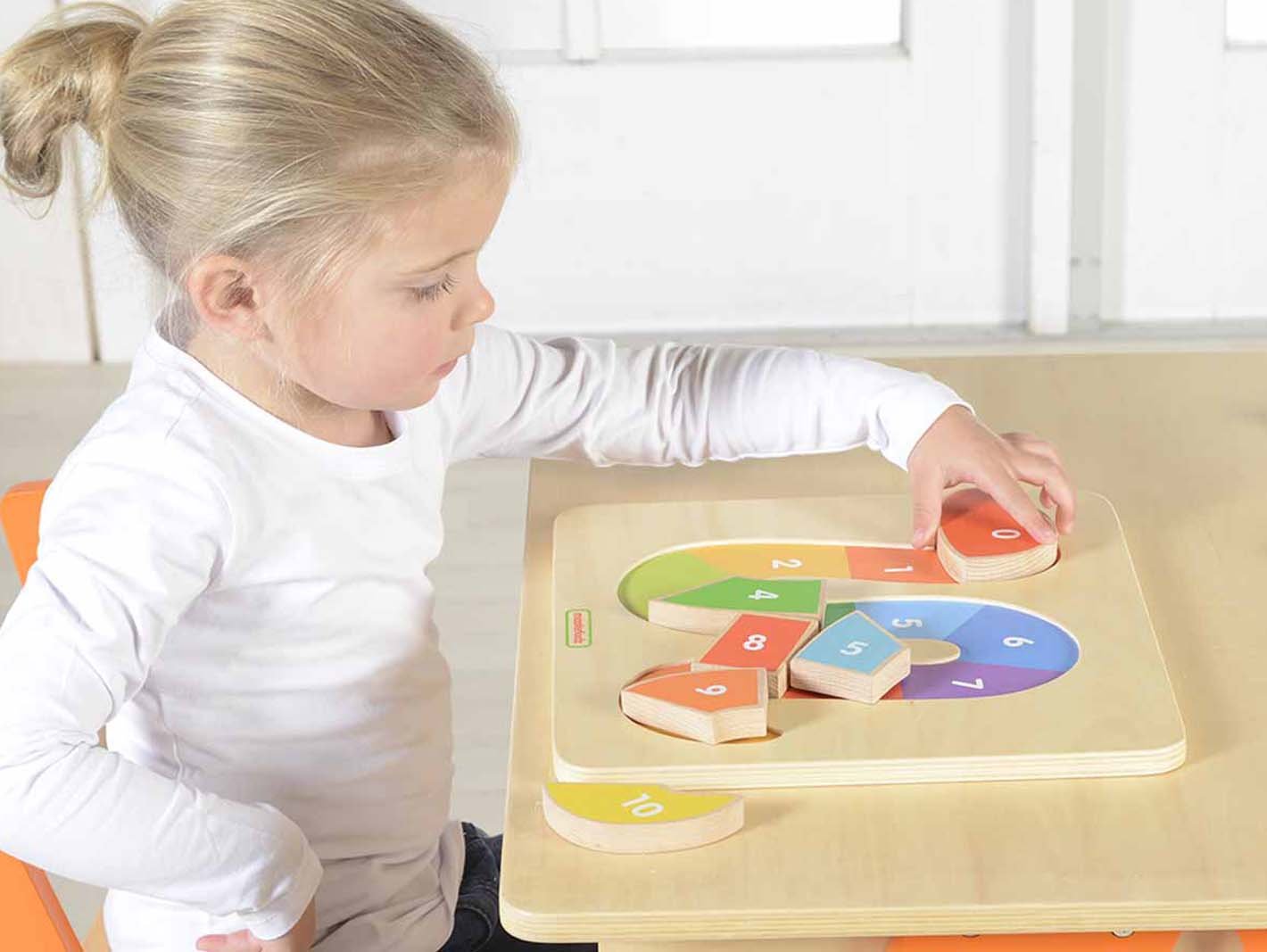 Puzzle Sarpe colorat cu numere 1-10, din lemn, +2 ani, Masterkidz