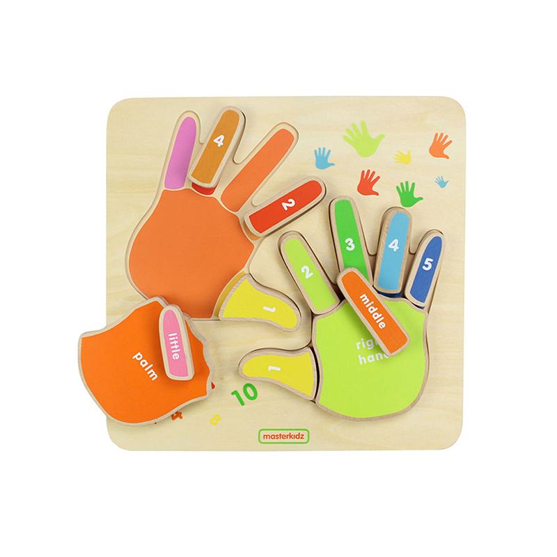 Puzzle Mainile si degetele, din lemn, +3 ani, Masterkidz