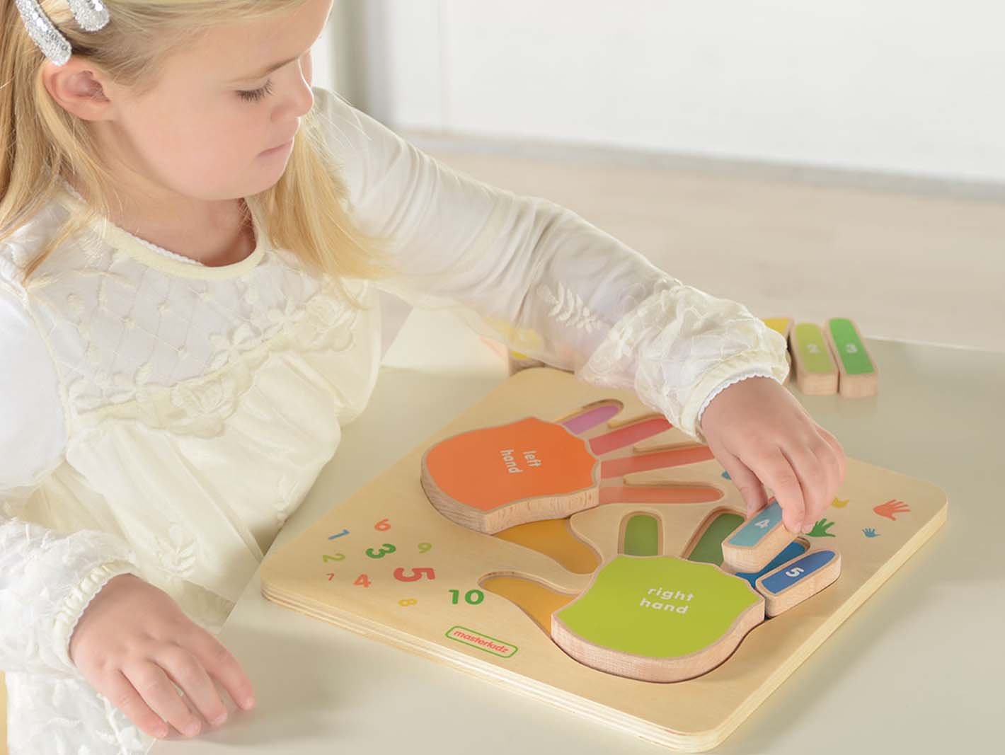 Puzzle Mainile si degetele, din lemn, +3 ani, Masterkidz