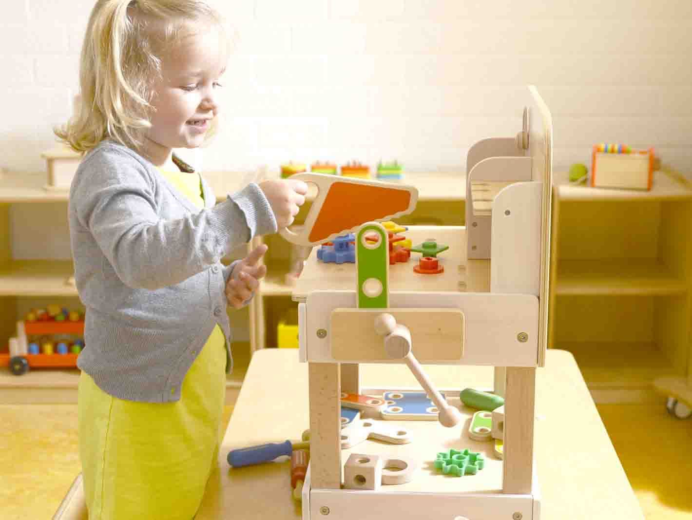 Banc de lucru tamplarie de jucarie, din lemn, +3 ani, Masterkidz