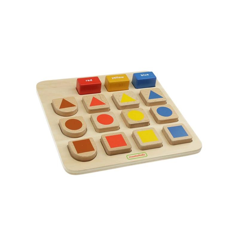Puzzle sortator dupa forma si culoare, din lemn, +2 ani, Masterkidz