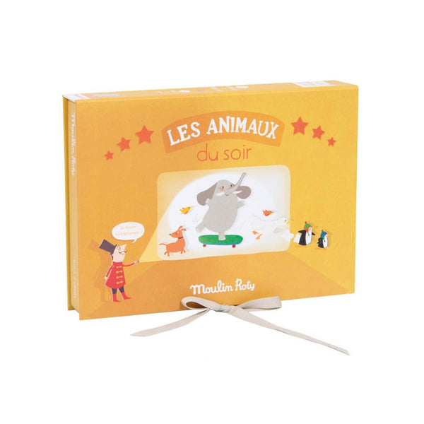 Cinema la cutie, lanterna proiectie diapozitive 5 povesti Les Animaux, 4 ani+, Moulin Roty