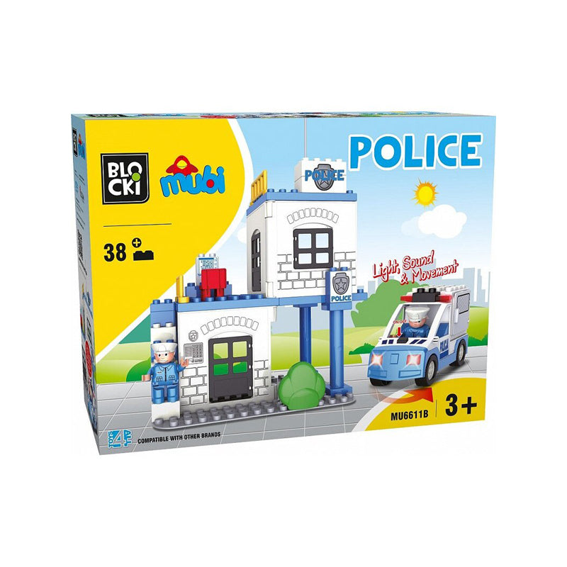 Set cuburi constructie mari Mubi Statia de politie mica, 38 piese, Blocki