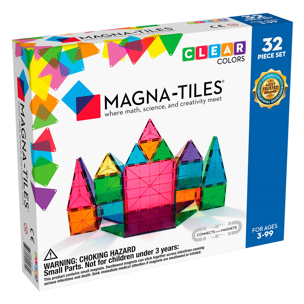 Clear Colors, set magnetic 32 piese, Magna-Tiles