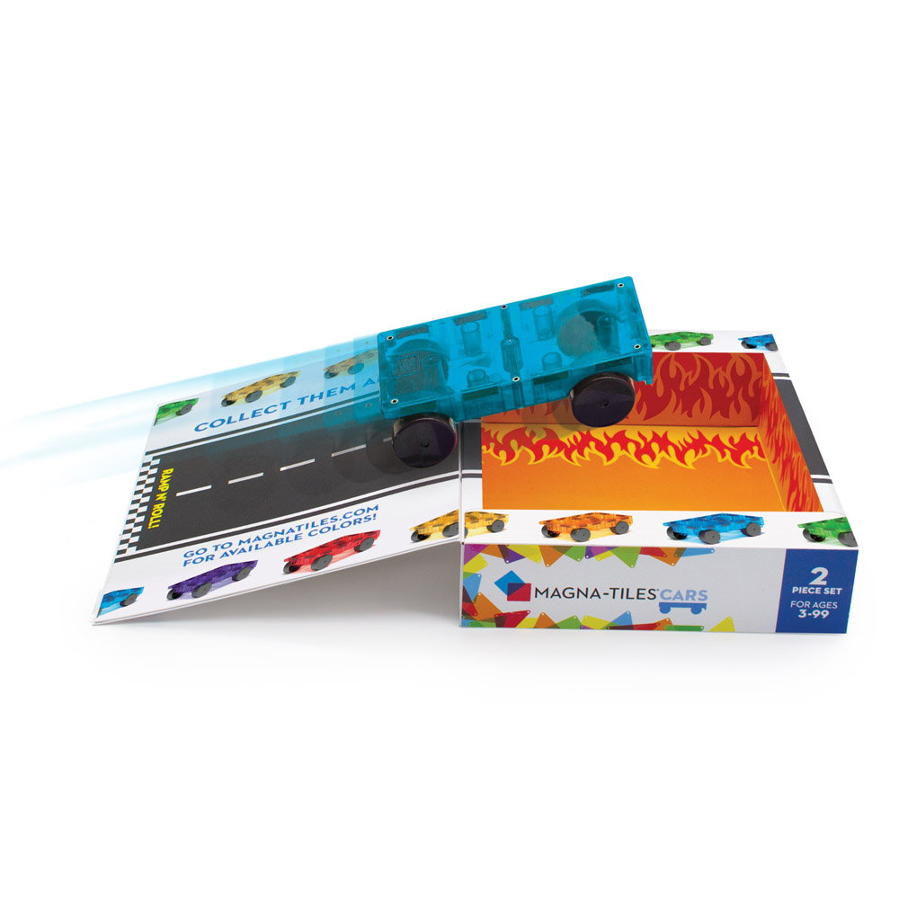 Extensie, 2 masinute Albastru si Portocaliu, Magna-Tiles