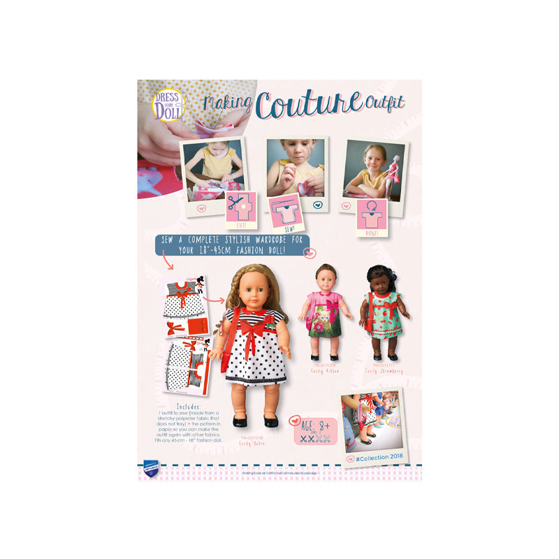 Set de croitorie hainute pentru papusi Couture Cecily Strawberry, Dress Your Doll