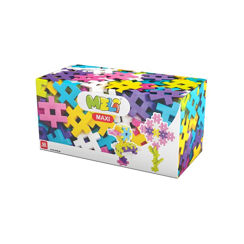 Set creativ de constructie, Maxi Pink 50 piese mari, Meli - Manute Creative