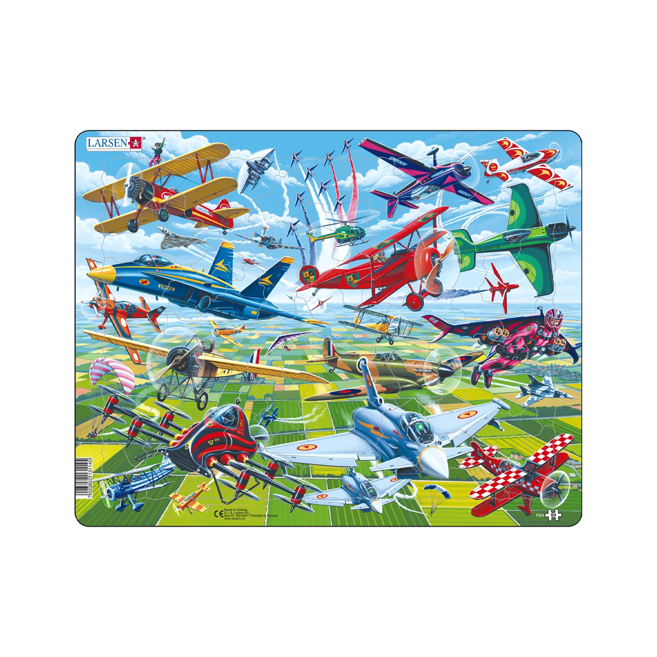 Puzzle Maxi tipuri de Avioane 64 piese, Larsen