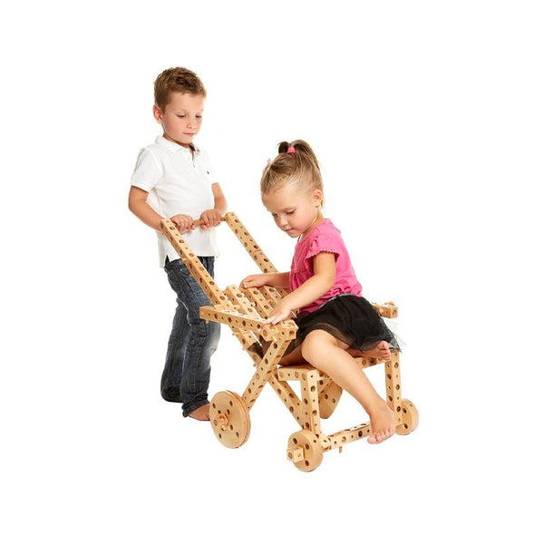 Set constructie mecanica din lemn Pony 02, 184 piese, Pony - Manute Creative