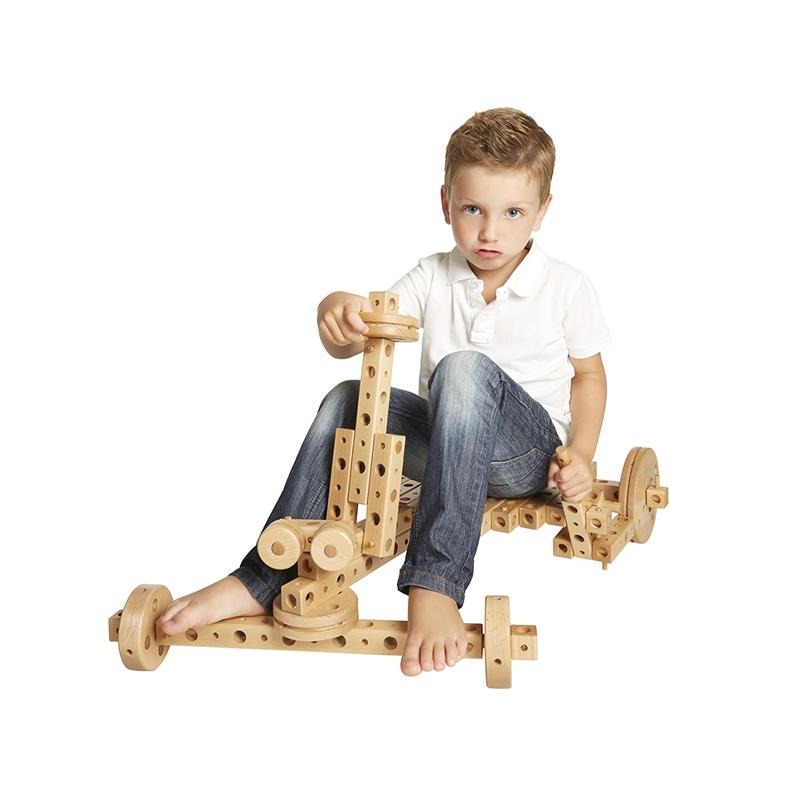 Set constructie mecanica din lemn Pony 02, 184 piese, Pony - Manute Creative