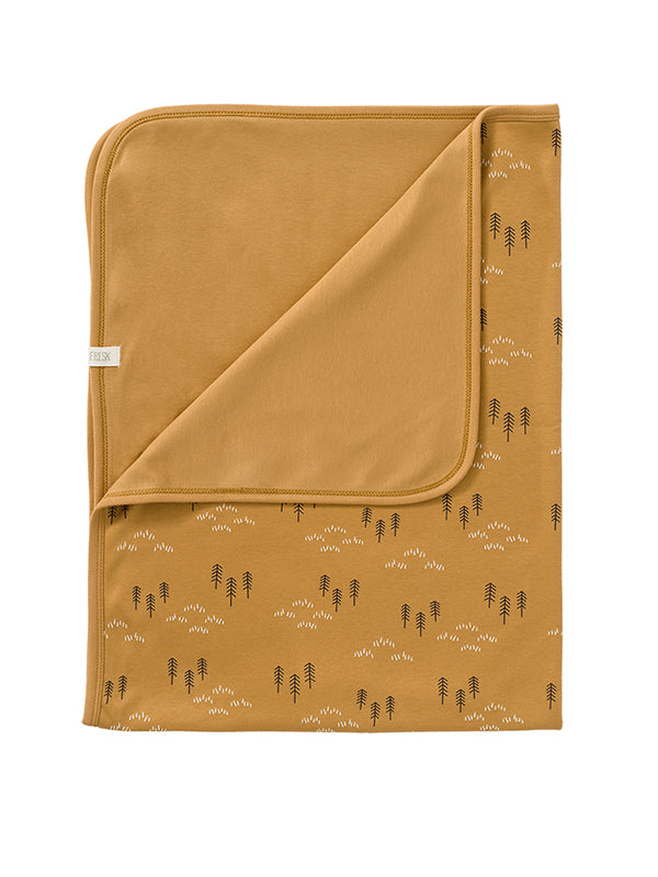 Paturica din bumbac organic, cu model Woods Yellow, Fresk