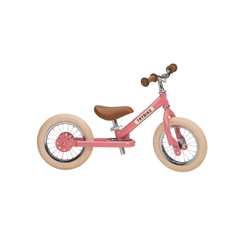 Bicicleta fara pedale vintage, otel, roz, Trybike