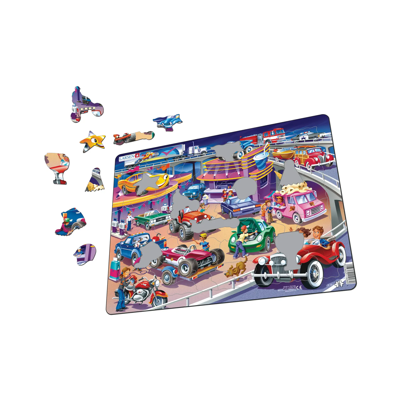 Puzzle Maxi Oprire pe autostrada, 58 piese, Larsen