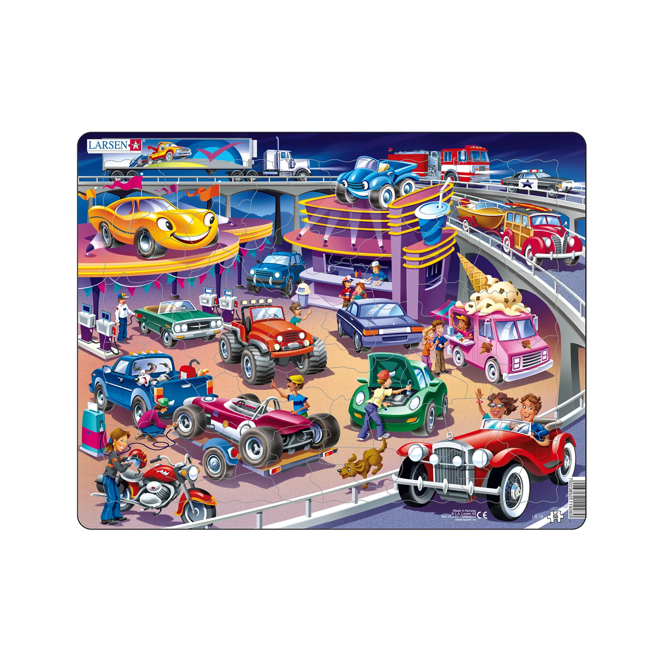 Puzzle Maxi Oprire pe autostrada, 58 piese, Larsen