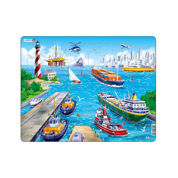 Puzzle maxi In port, orientare tip vedere,  35 de piese, Larsen
