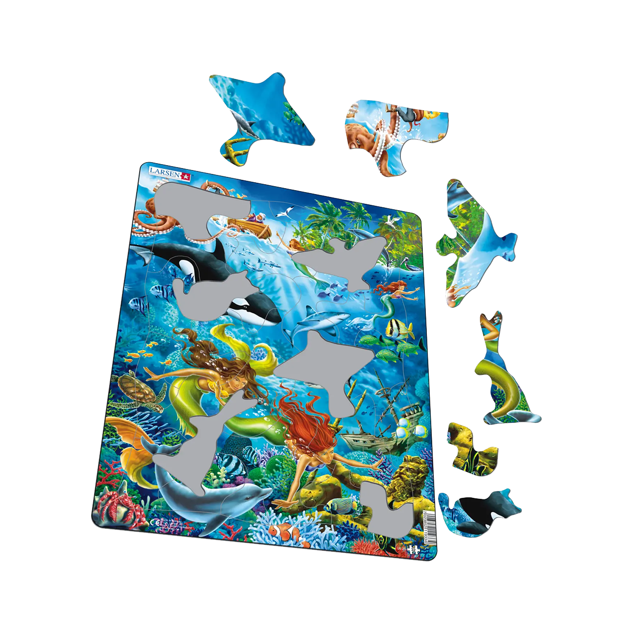 Puzzle Maxi Sirenele care descopera Statuia regelui Neptun, 32 piese, Larsen