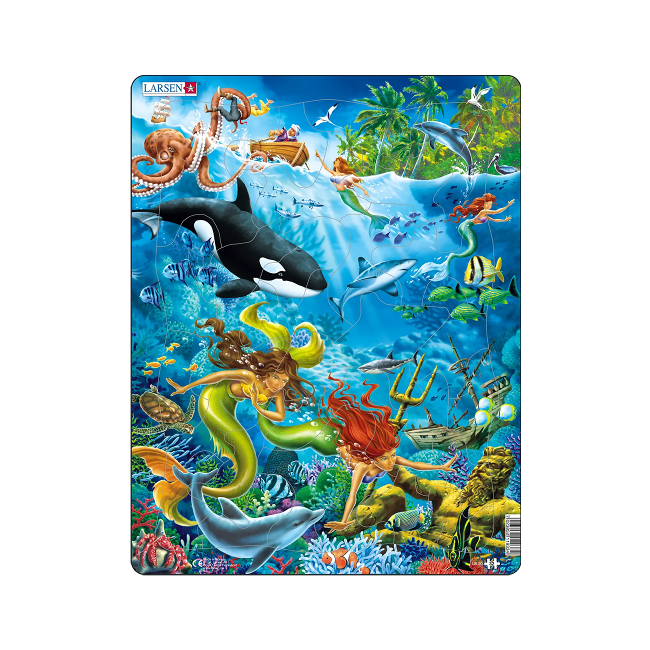 Puzzle Maxi Sirenele care descopera Statuia regelui Neptun, 32 piese, Larsen