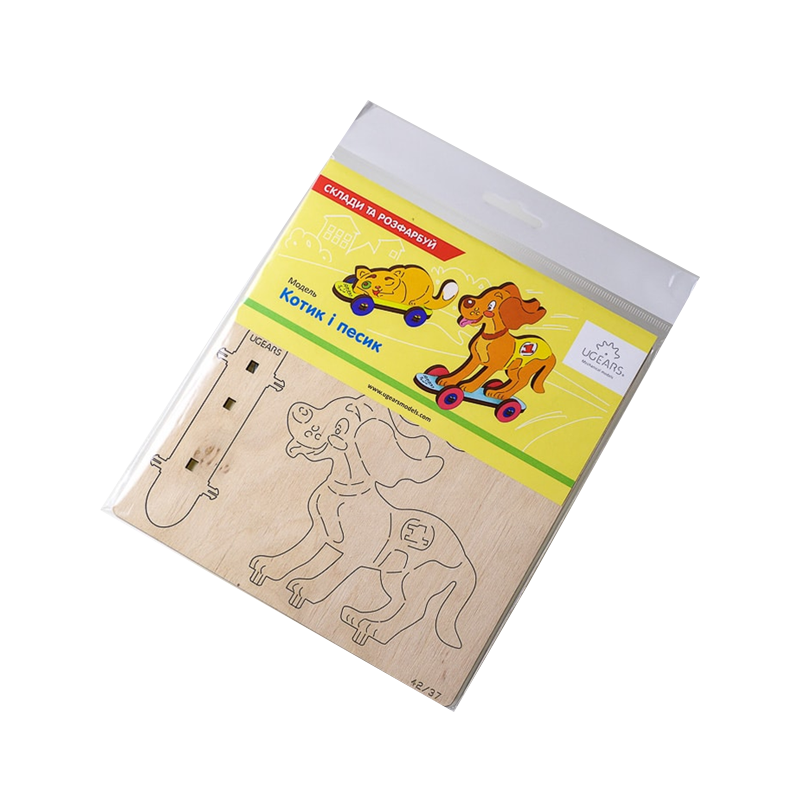 Puzzle 3D Kitty and Puppy, din lemn, +5 ani, uGears