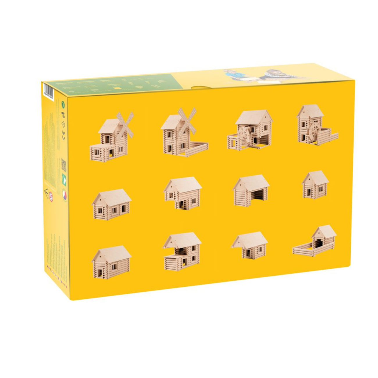 Set constructie arhitectura Vario Mill, 122 piese mari din lemn, Walachia