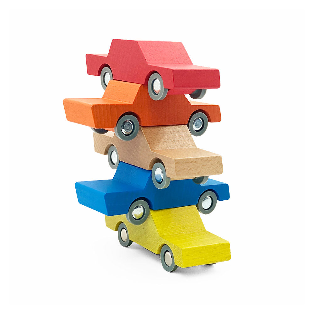 Masinuta handmade din lemn, albastru, Waytoplay