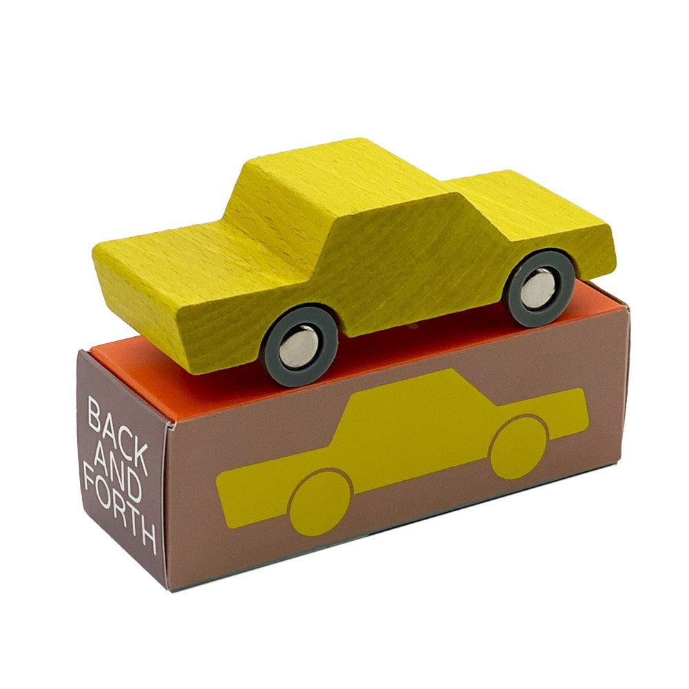 Masinuta handmade din lemn, galbena, Waytoplay