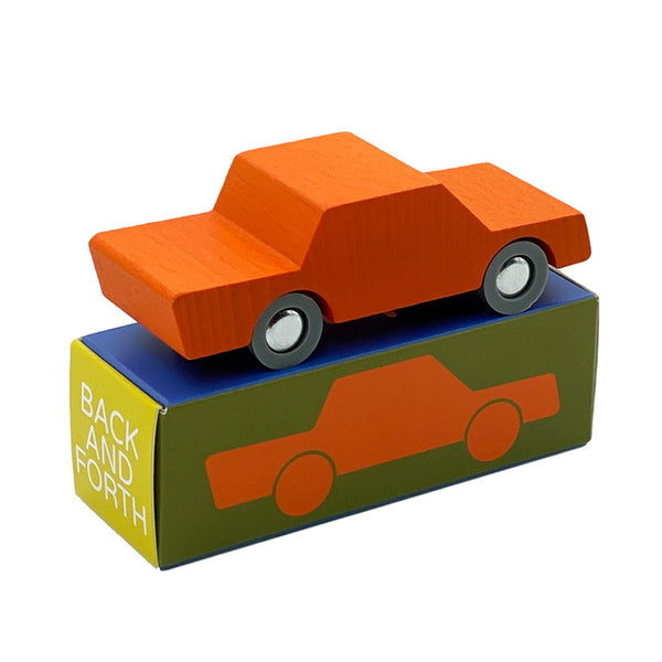 Masinuta handmade din lemn, portocaliu, Waytoplay