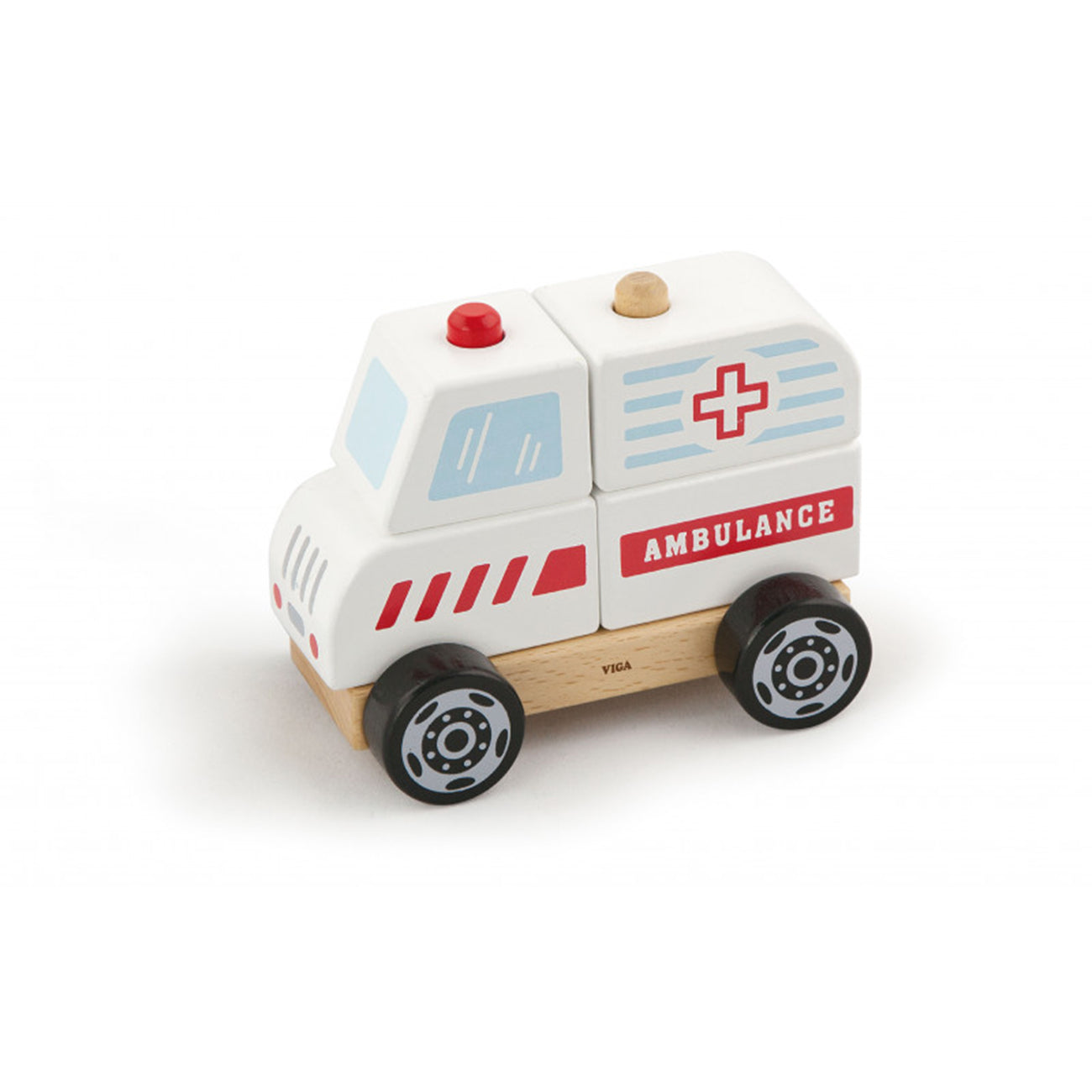 Jucarie de lemn, Ambulanta de stivuit, +18 luni, VIGA