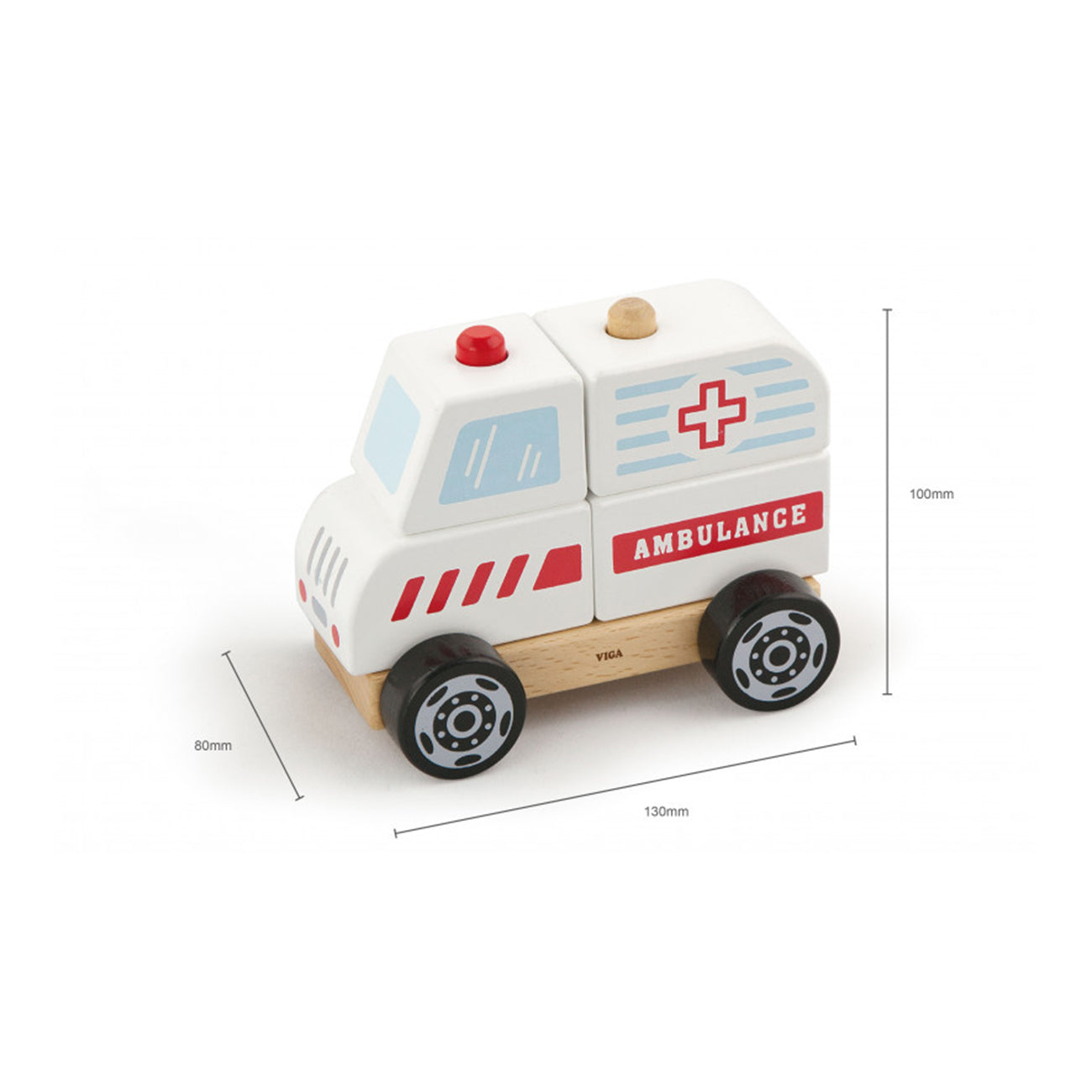Jucarie de lemn, Ambulanta de stivuit, +18 luni, VIGA