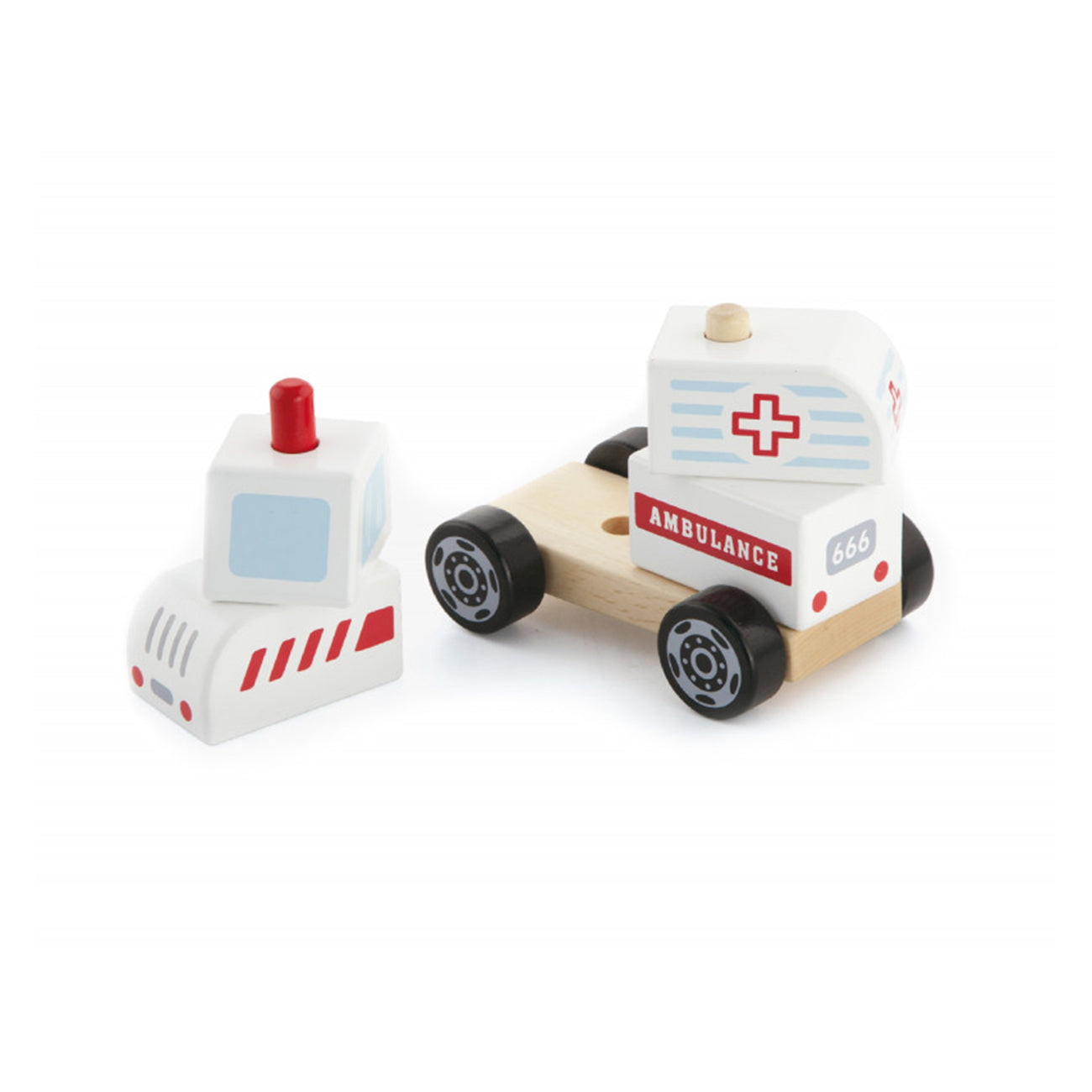 Jucarie de lemn, Ambulanta de stivuit, +18 luni, VIGA