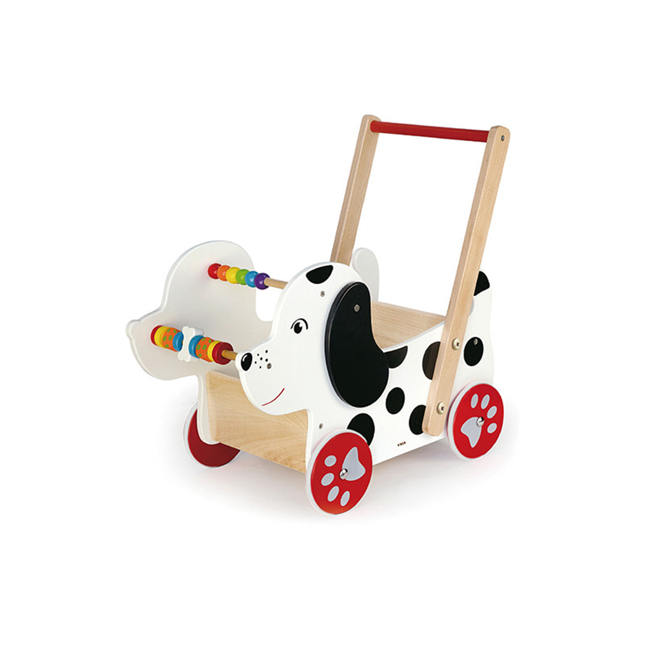 Antemergator din lemn cu carucior pentru jucarii, Catel, +18 luni, VIGA