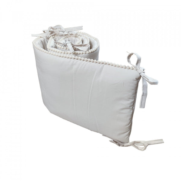 Aparatoare pentru patut copii, Bumbac, cu Pompoane Decorative, 180 x 30 cm, Boho, Bej Delicat, Koell