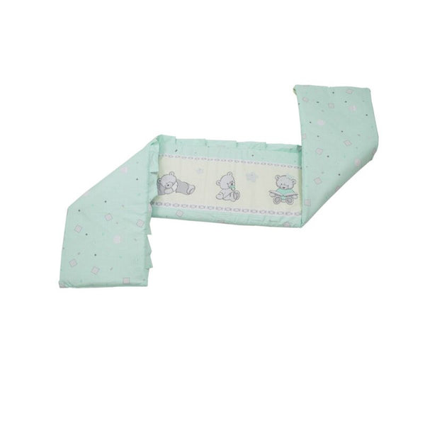 Aparatoare laterala pentru patut 120x60 cm, Cu umplutura antialergica, Dimensiune 180 x 32 cm, Teddy Toys Turquoise M2, BabyNeeds