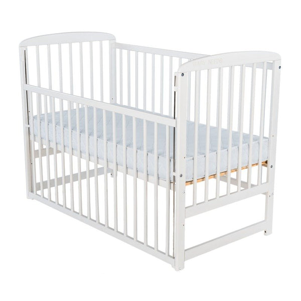 Patut Bebe, din Lemn, Ola, 120x60 cm, cu Laterala Culisanta, Alb, BabyNeeds