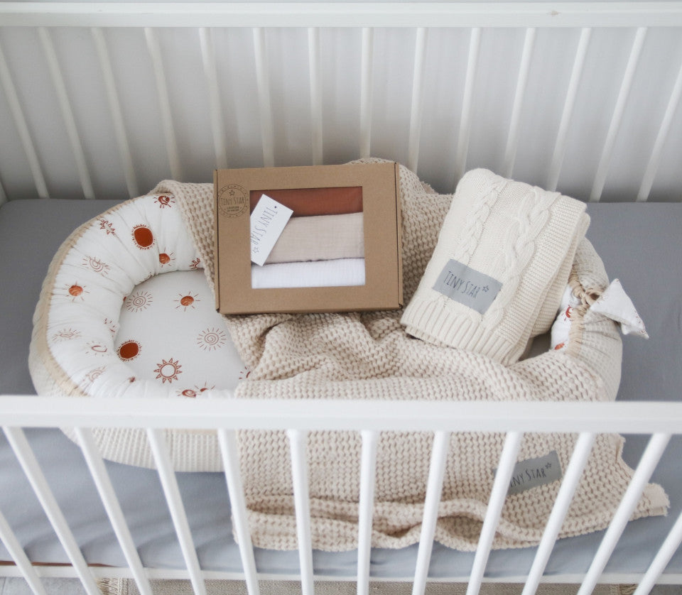 Babynest  Sunshine&Beige, Cuib pentru Bebelusi, Ajustabil, Tiny Star