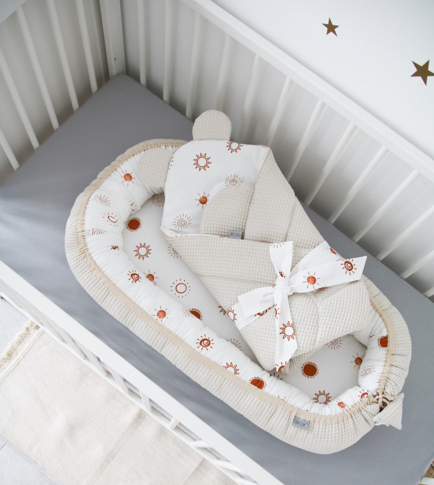 Babynest  Sunshine&Beige, Cuib pentru Bebelusi, Ajustabil, Tiny Star