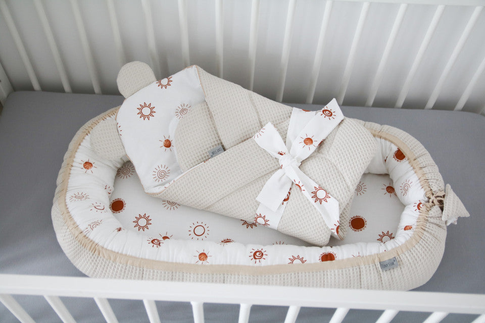 Babynest  Sunshine&Beige, Cuib pentru Bebelusi, Ajustabil, Tiny Star