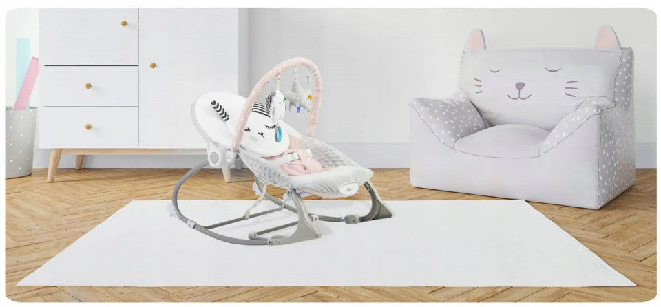 Balansoar pentru copii, cu vibratii, 2 trepte de inclinare, bara de jucarii, Nukido, Roz