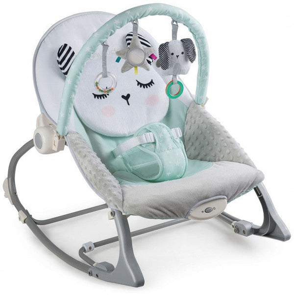 Balansoar pentru copii, cu vibratii, 2 trepte de inclinare, bara de jucarii, Nukido, Mint