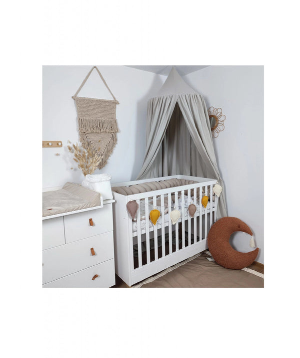 Baldachin suspendat din Muselina, Koell, cu Suport metalic, pentru patut copii / loc de joaca, Beige