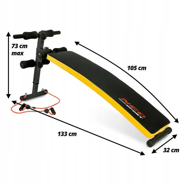 Banca inclinata pentru exercitii muculare, cu expansoare, NS-08G, Galben, Neo-Sport