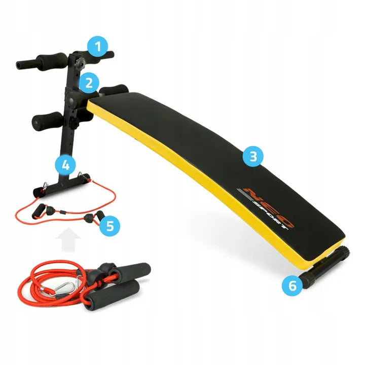 Banca inclinata pentru exercitii muculare, cu expansoare, NS-08G, Galben, Neo-Sport