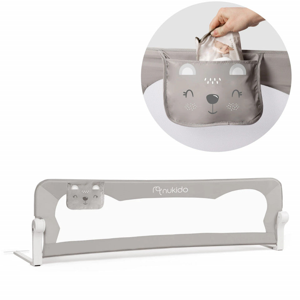 Bariera de siguranta pentru pat, Bed Rail, 150 x 42 x 35 cm, Gri, Nukido