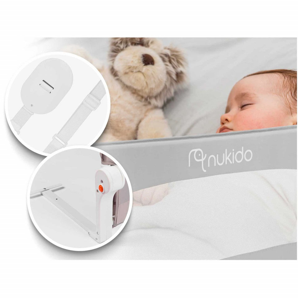 Bariera de siguranta pentru pat, Bed Rail, 150 x 42 x 35 cm, Gri, Nukido