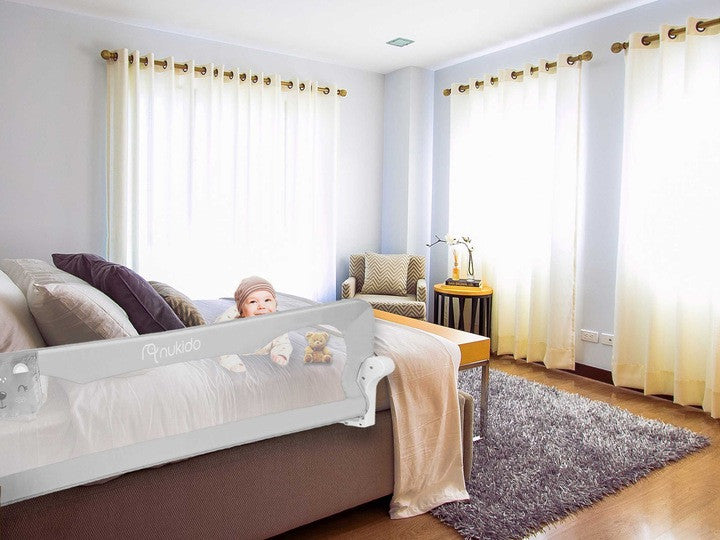 Bariera de siguranta pentru pat, Bed Rail, 150 x 42 x 35 cm, Gri, Nukido