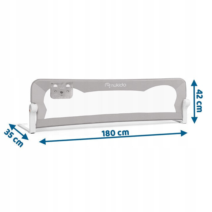 Bariera de siguranta pentru pat, Bed Rail, 180 x 42 x 35 cm, Gri, 722400, Nukido