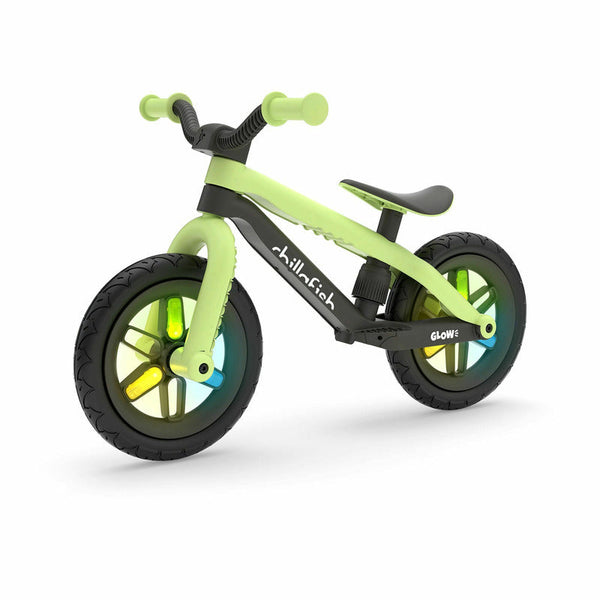 Bicicleta de echilibru BMXie Glow, Cu spite luminoase, Cu sa reglabila, Greutatate 3.8 Kg, 12 inch, Pentru 2 - 5 ani, Pistachio, Chillafish